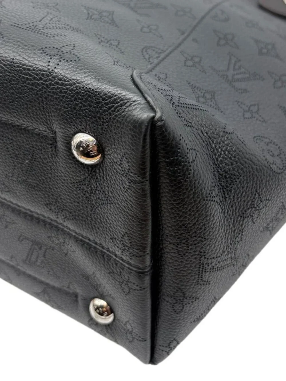 Louis Vuitton Hina MM Mahina Leather Tote Shoulder Bag Black